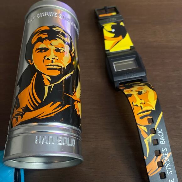 Star Wars Accessories - Star Wars B K Watch 2005 Empire Strikes Back Episode V Han Solo Boba Fett Tin